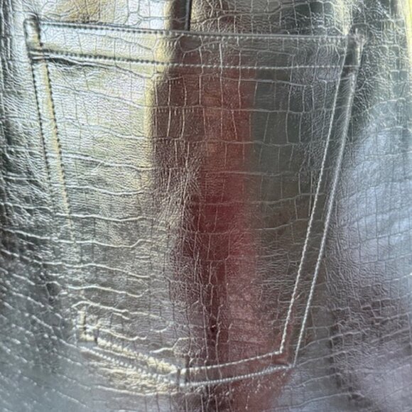 Torn By Ronny Kobo NWT Silver Metallic Faux Leather Croc Embossed Wrap Silver 8 - Picture 9 of 13